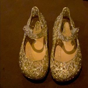 Mini Melissa + Campana Gold shoes